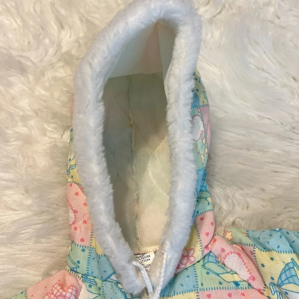 Vintage Baby Bunting Snowsuit 0-6 months Patchwork Pastel Colors Please Read